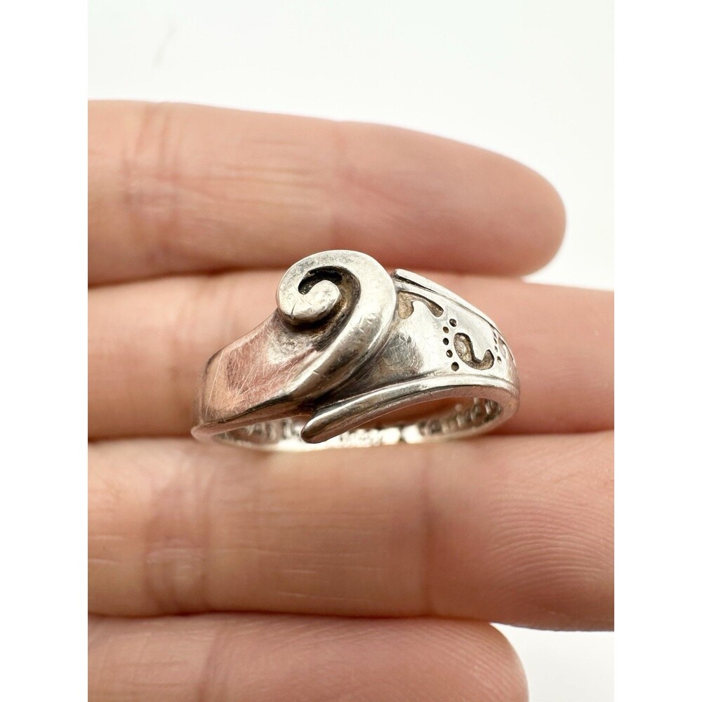 925 Sterling Silver Quotes Spiral Band Oxidized Ring Size 7.75